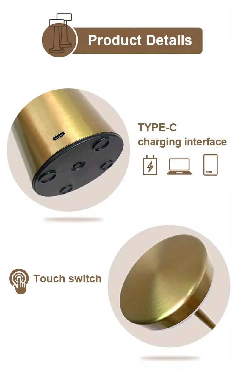 Gold Wireless Touch Table Lamp