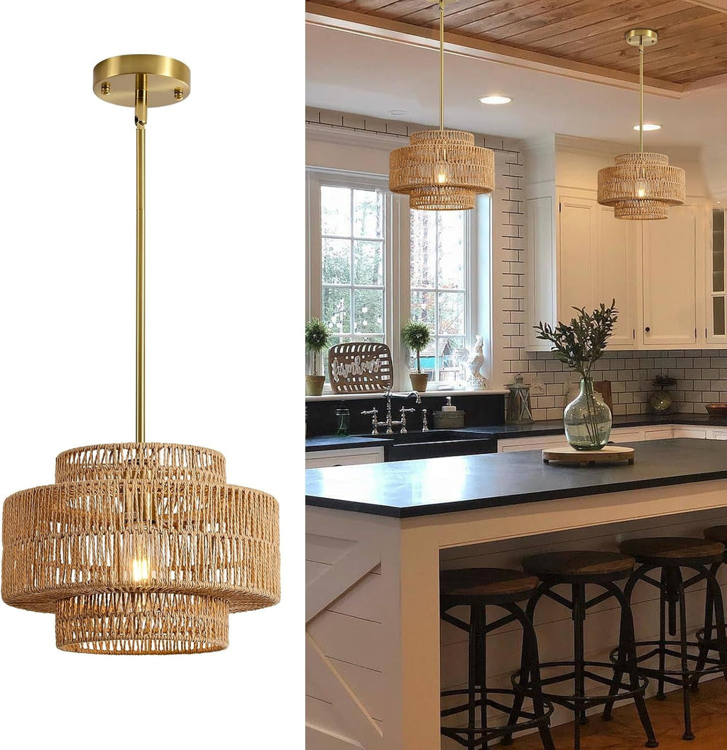 Boho Rattan Chandelier