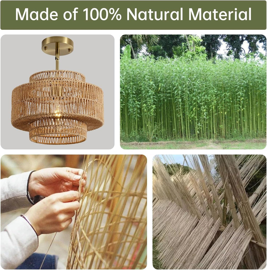 Boho Rattan Chandelier