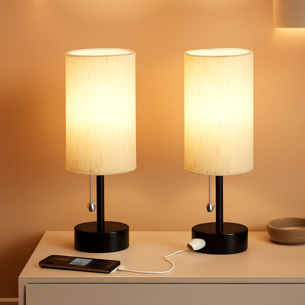 Classic Bedside Table Lamp Set